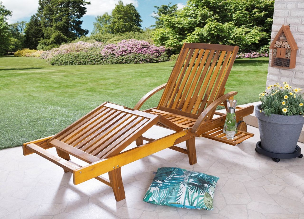 Sonnenliege Eukalyptusholz FSC 200x68x83 cm geölt Gartenliege