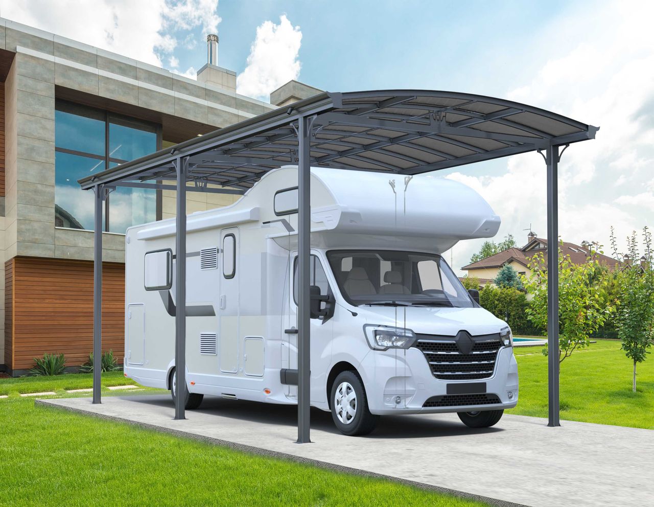 Aluminium Wohnmobil-Carport Premium ca. 760 x 360 x 360 cm – Anthrazit