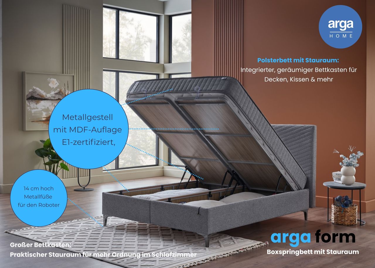 Argaform BOXSPRINGBETT mit Bettkasten und Hybrid 5 Zonen
