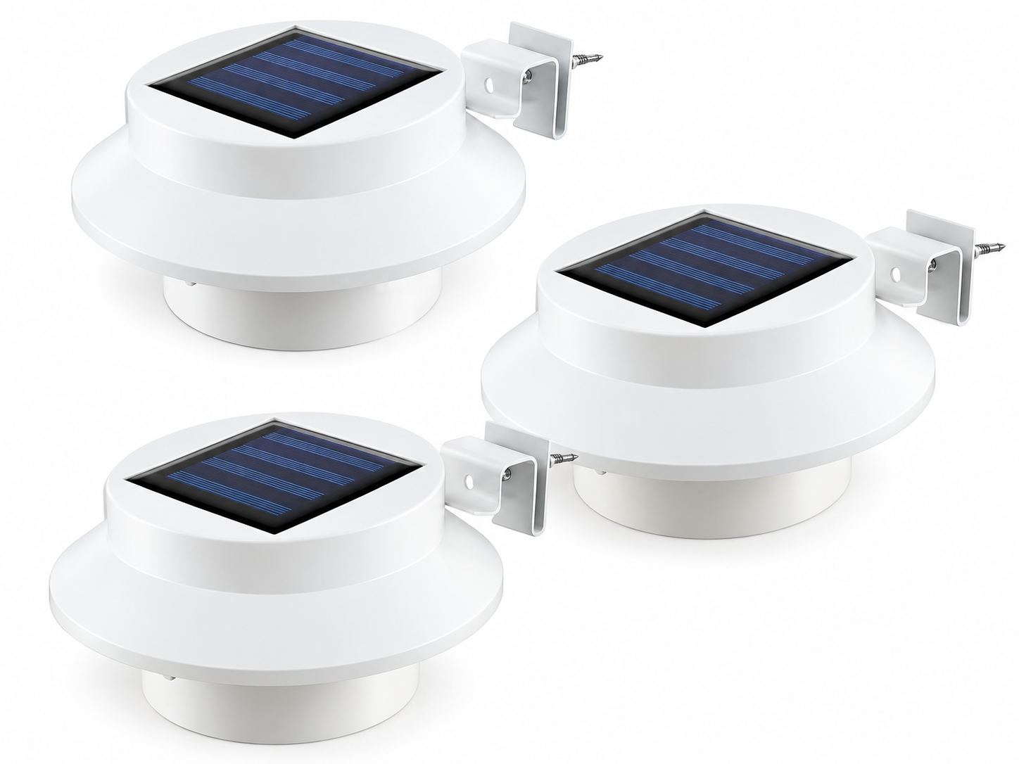 Solar-LED-Dachrinnenleuchten 3er-Set mit Halterung, weiß