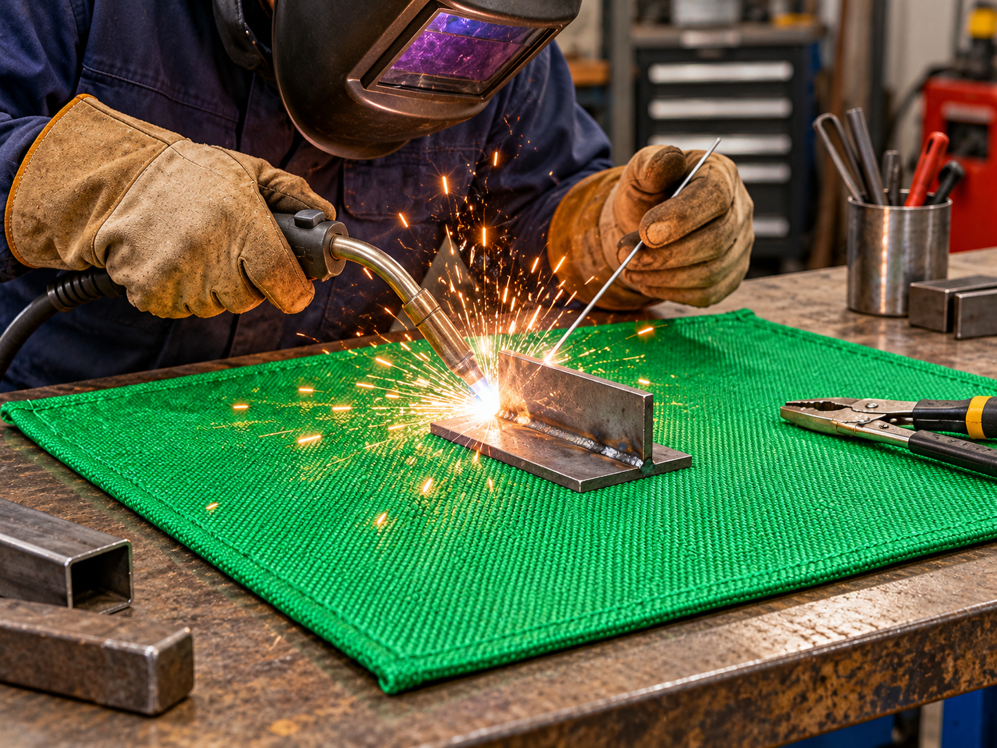 Hitzeschutzmatte aus Glasfaser, kurzzeitig bis 800 °C
