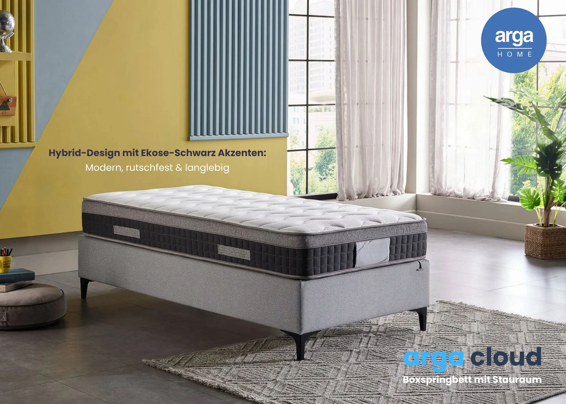 A-CLOUD Boxsprinbgett mit BETTKASTEN und Taschenfederkernmatratze