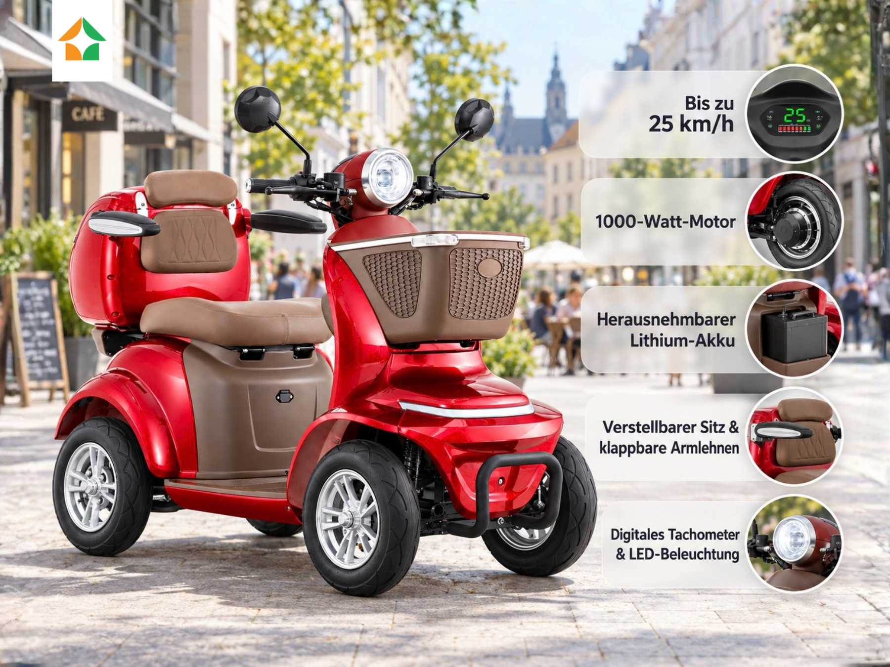 Lunar Q PREMIUM - 25 KM/H Lithium Bordeaux