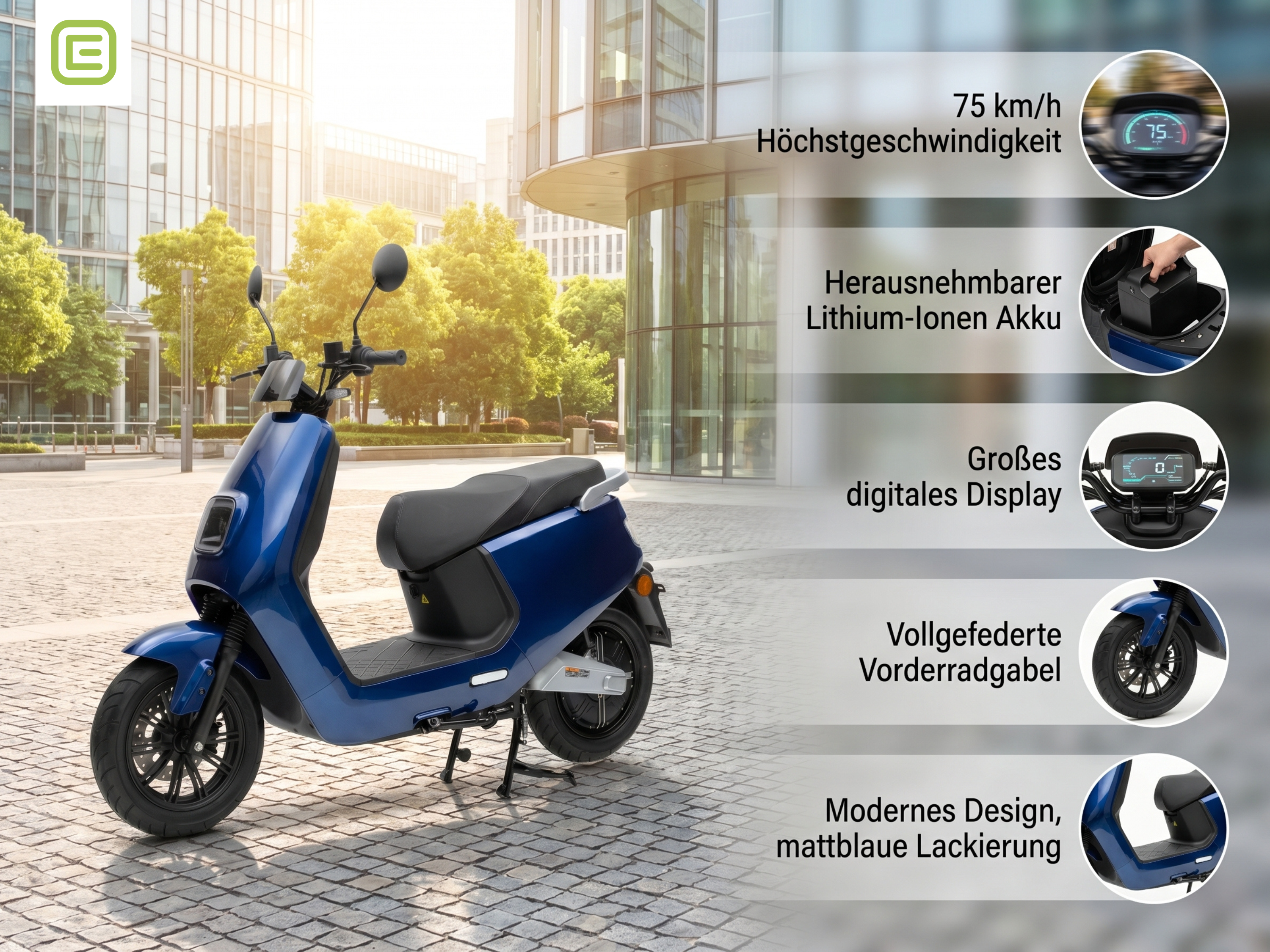 Zweiradroller LX Turbo - 75 km/h Lithium Mattblau