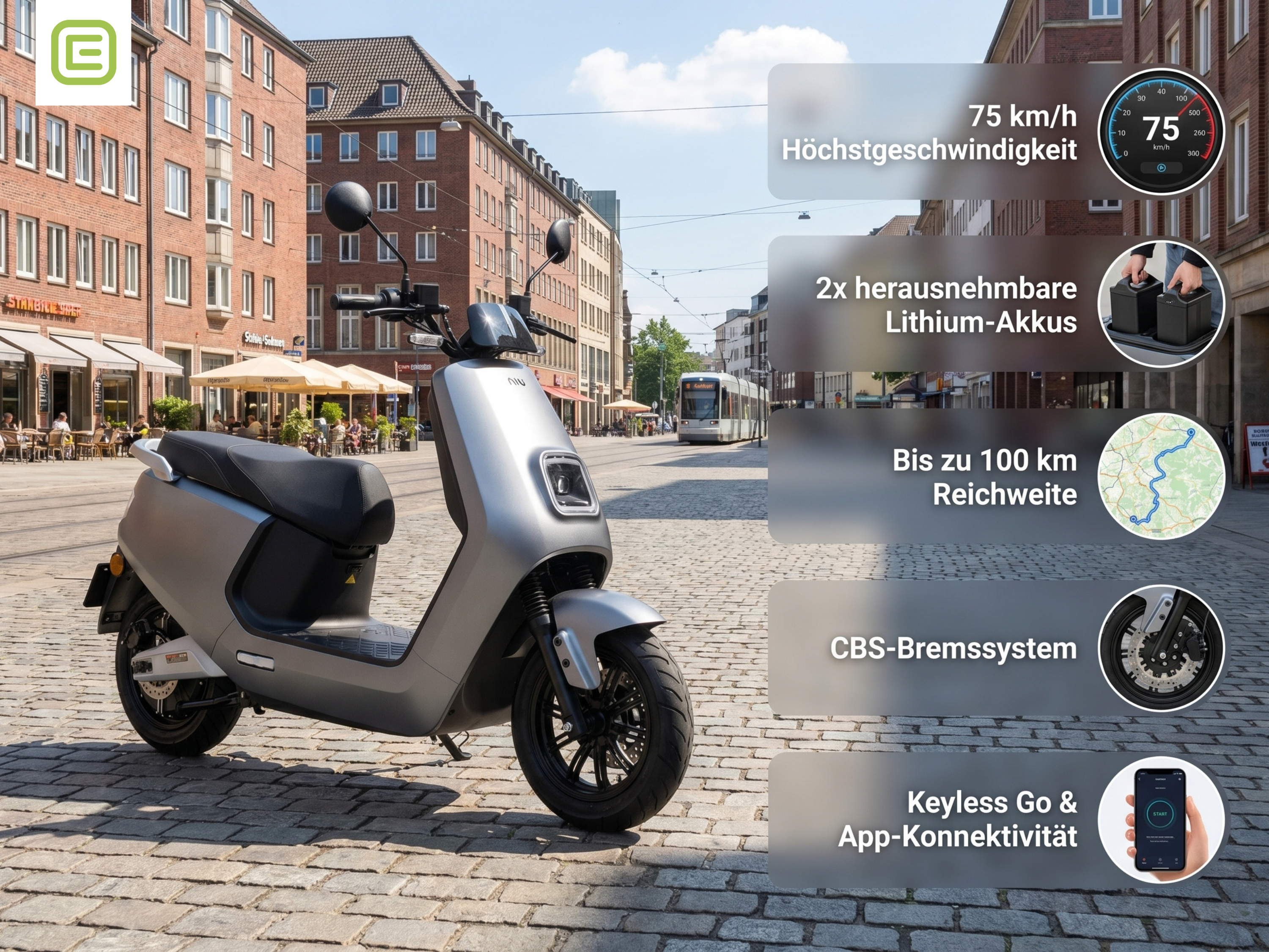 Zweiradroller LX Turbo - 75 km/h Lithium Mattgrau