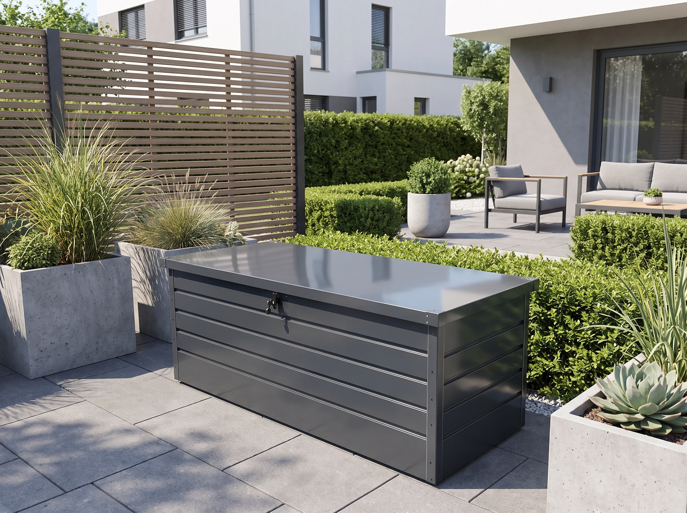 Metall-Aufbewahrungsbox Gartentruhe 600L wetterfest Anthrazit
