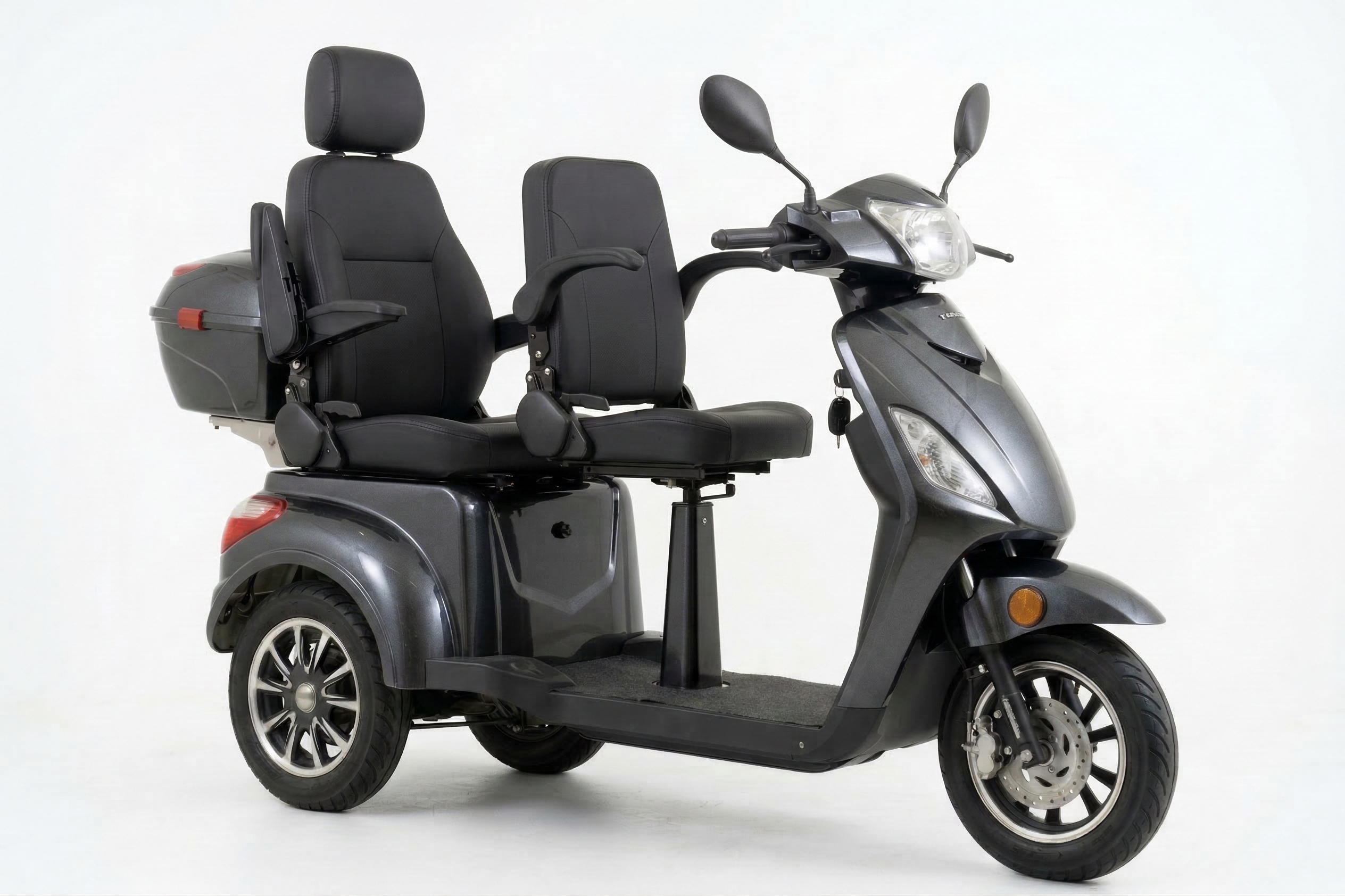 E-Seniorenmobil Dolly 2.0, Blei-Akku, 3-Rad, 2-Sitzer, groß Sitz, Anthrazit