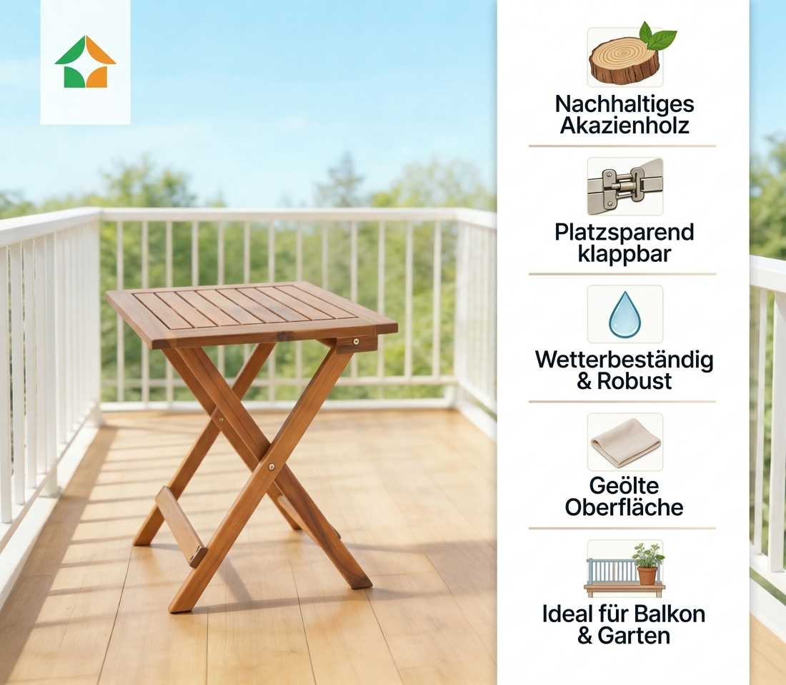 Akazienholz Klapptisch 58 cm FSC