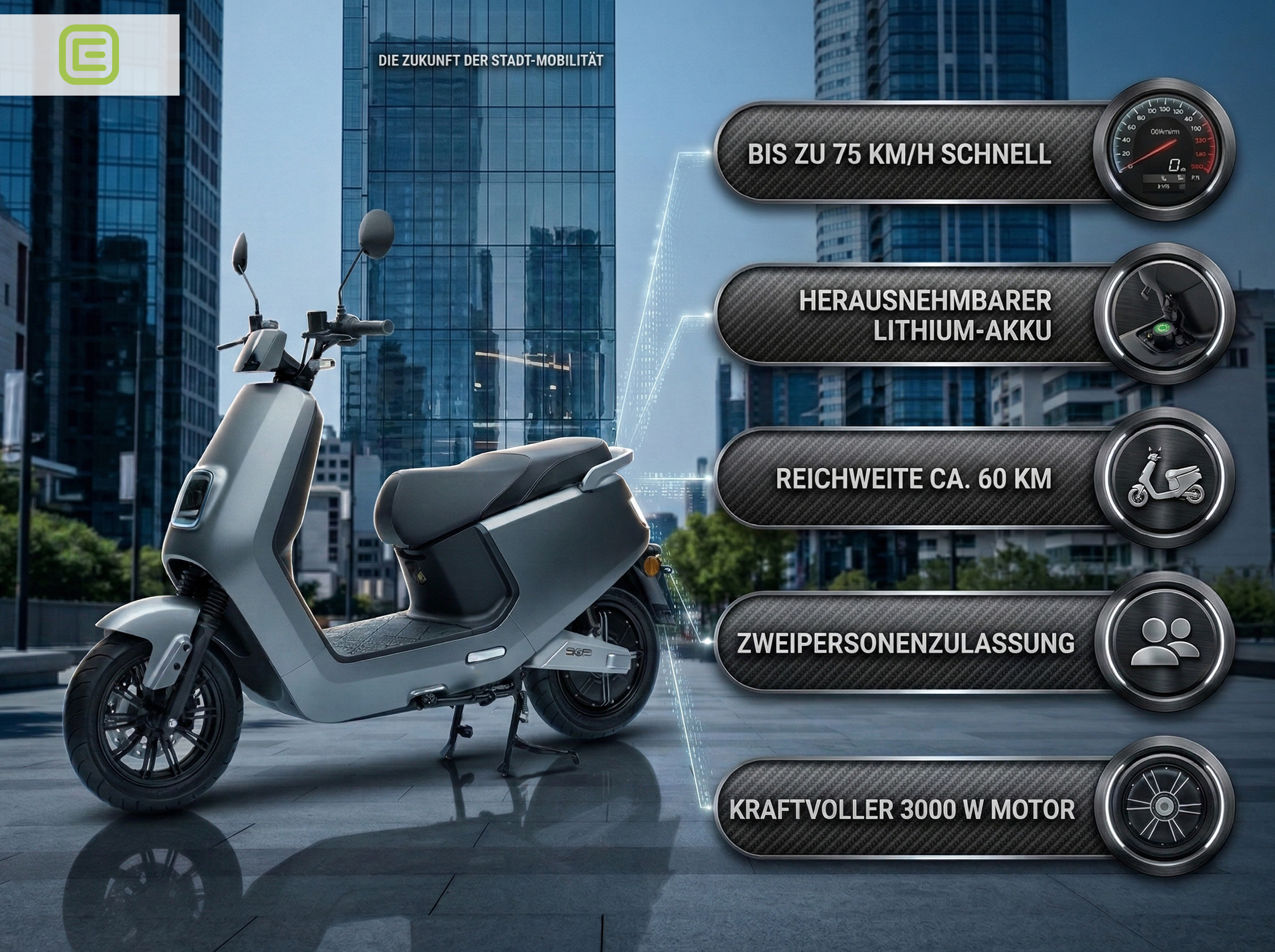 Zweiradroller LX Turbo - 75 km/h Lithium Mattgrau