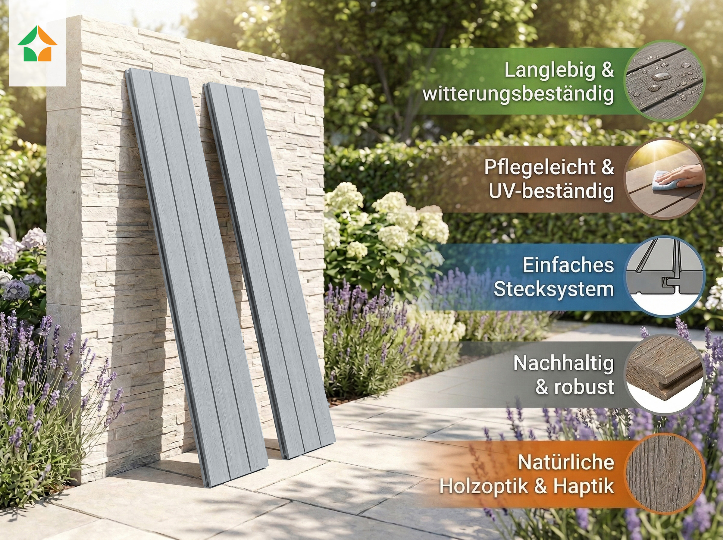 GreenYard WPC Sichtschutzzaun CORTEZA 1x Zaunelement