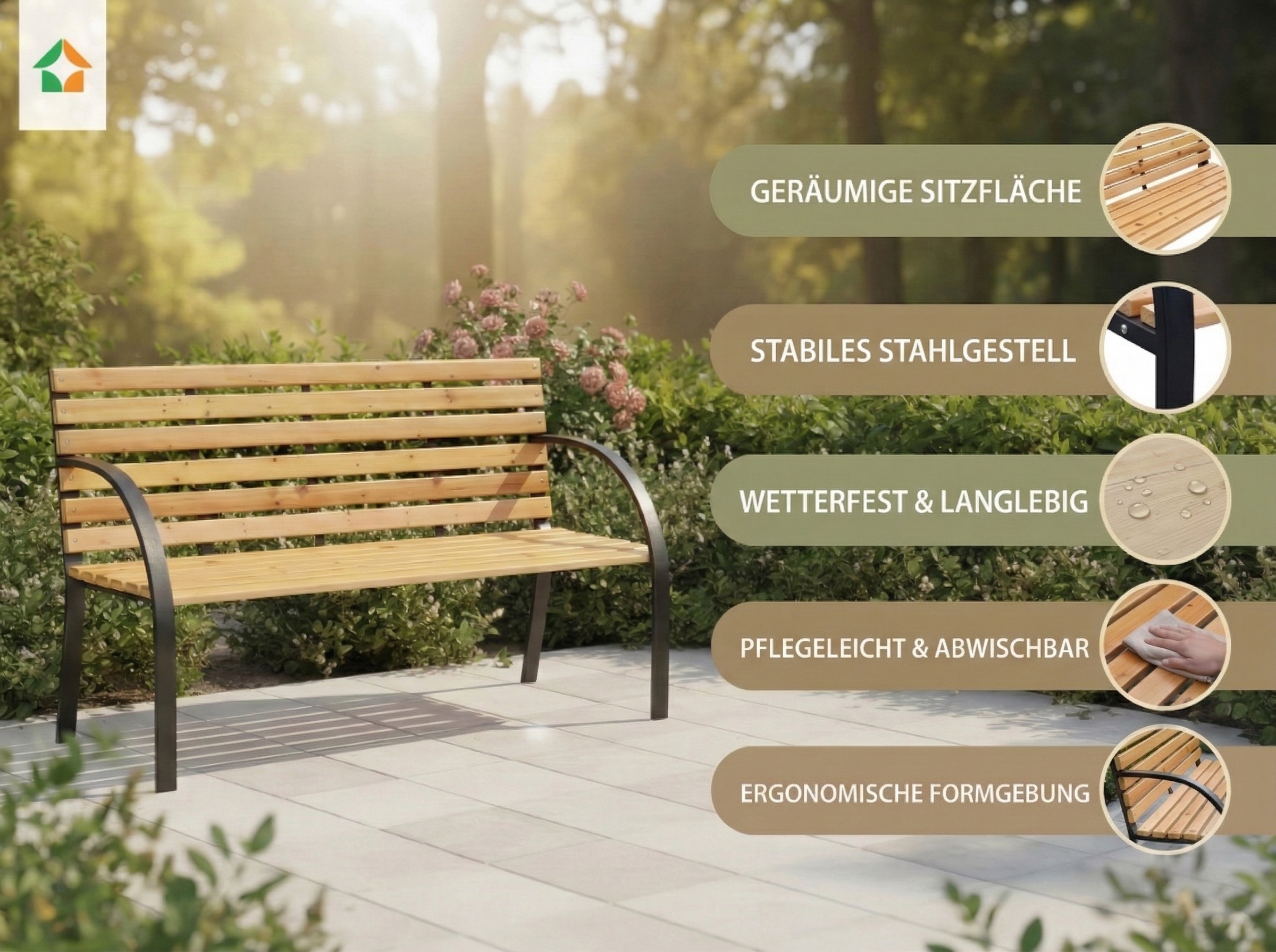 Gartenbank Osaka aus Tanne, ca. 122 x 60 x 83 cm