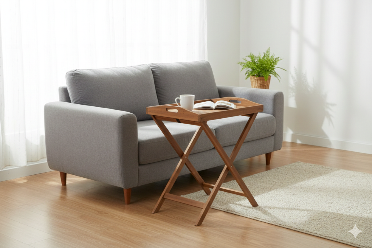 Faltbarer Gartentablett-Tisch aus Akazienholz, ca. 68 x 44 x 74 cm