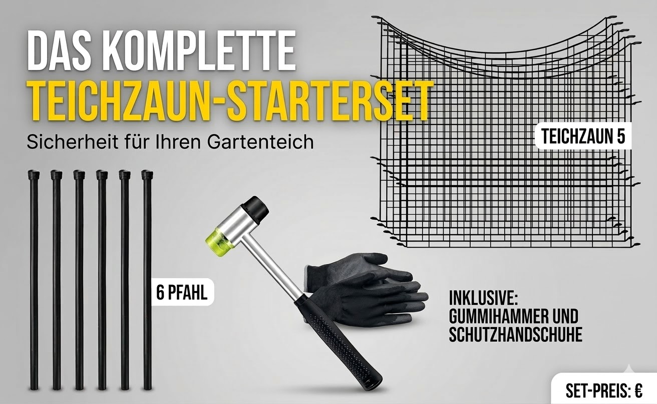 Teichzaun Unterbogen - 5x Element +6x Pfosten + Starter Set - Anthrazit