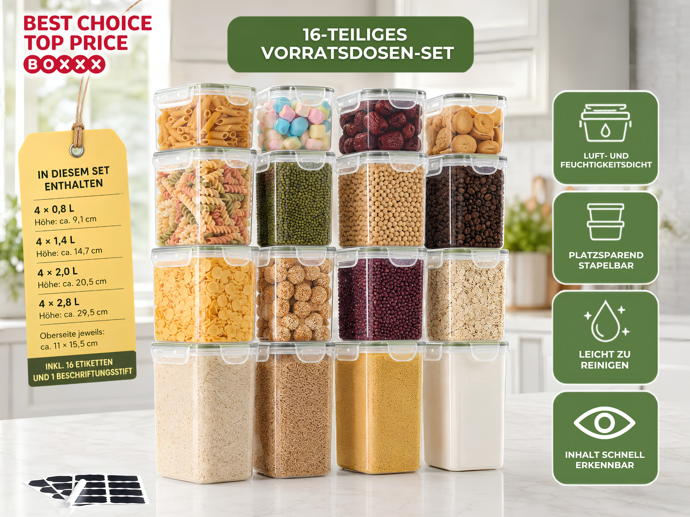 Vorratsdosen-Set für die Küche – 16-teilig