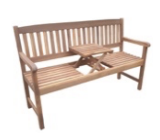 2-Sitzer Gartenbank mit Klapptisch aus Akazienholz FSC, 153x57x88 cm