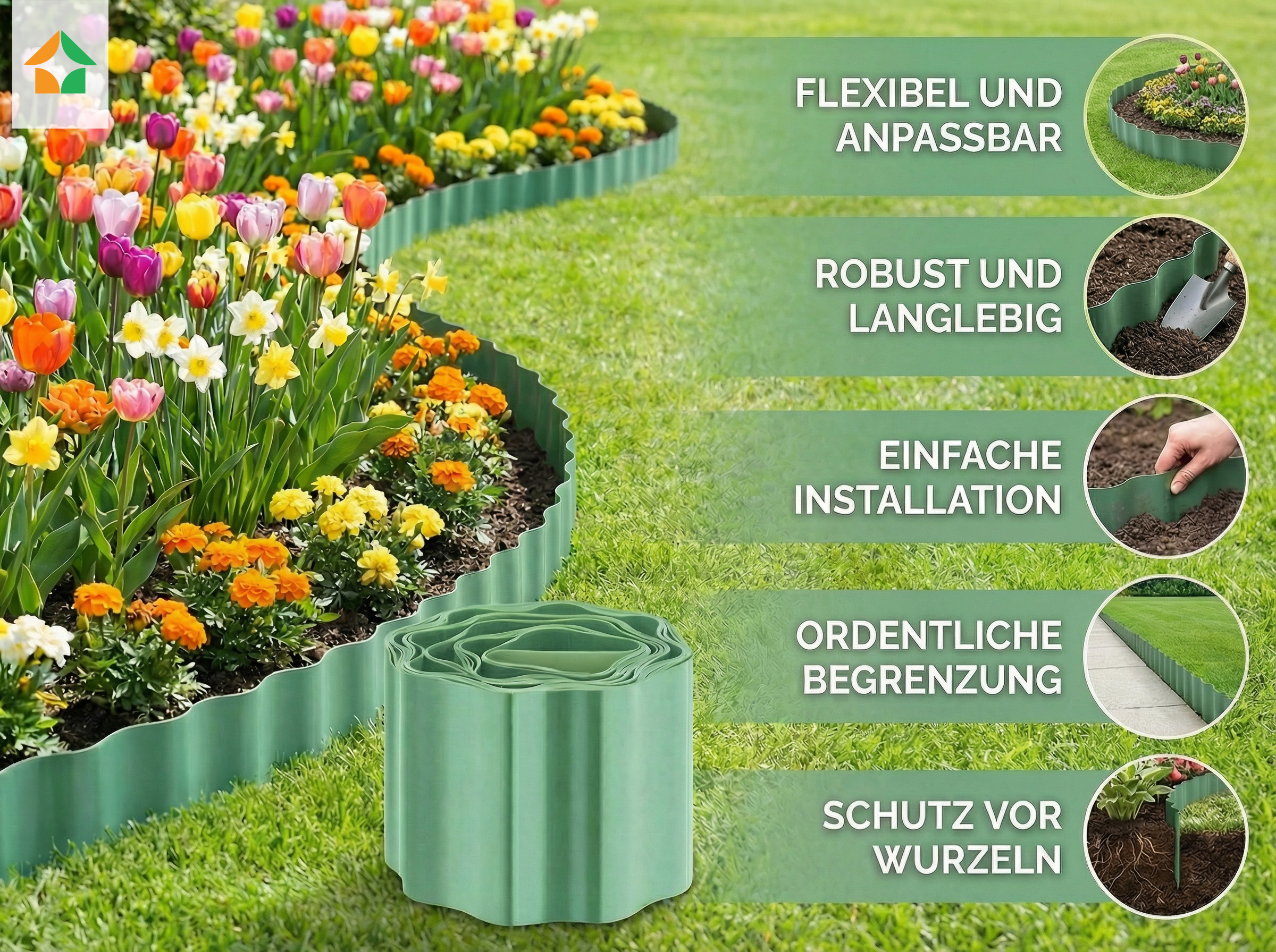 Rasen- und Beetumrandung-groesse:9 m x 15 cm