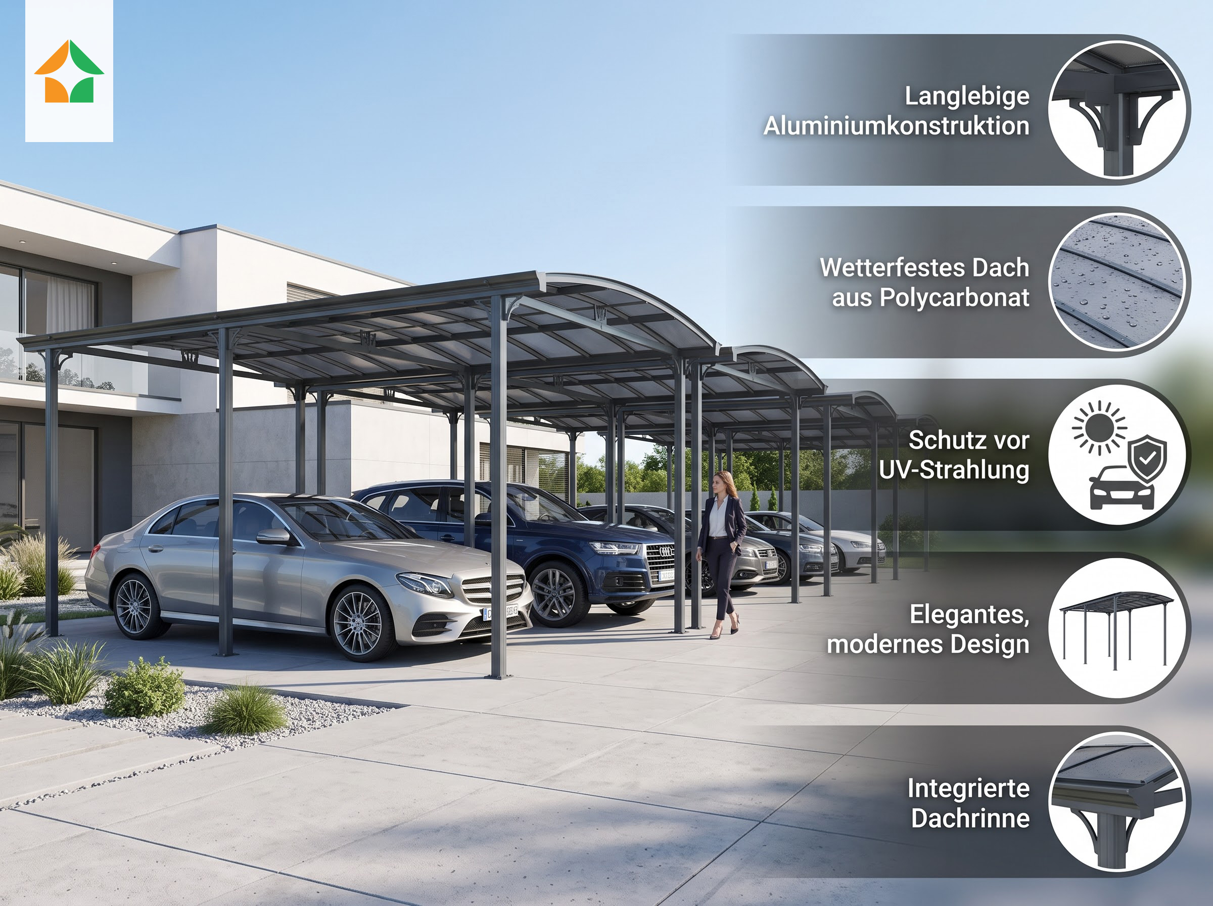 Aluminium Wohnmobil-Carport Premium ca. 760 x 360 x 360 cm – Anthrazit