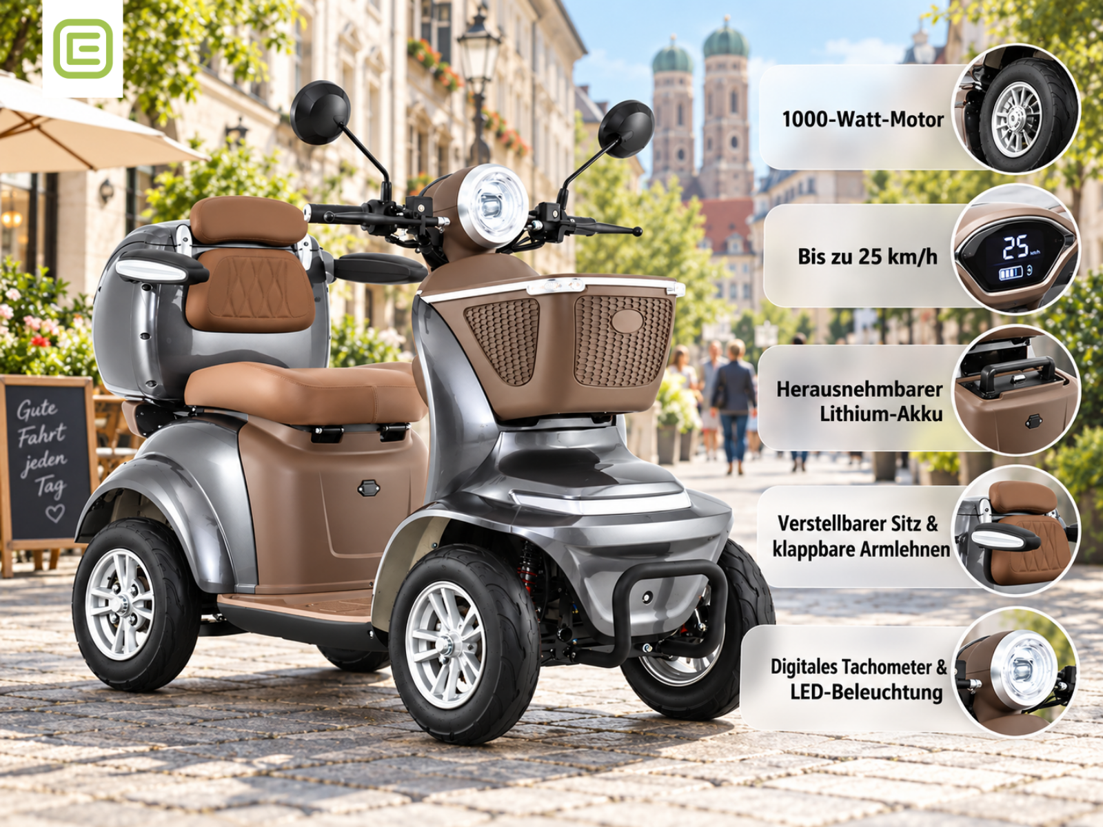 Lunar Q PREMIUM - B-Ware - 25 km/h mit neuem Lithium-Akku | Grau