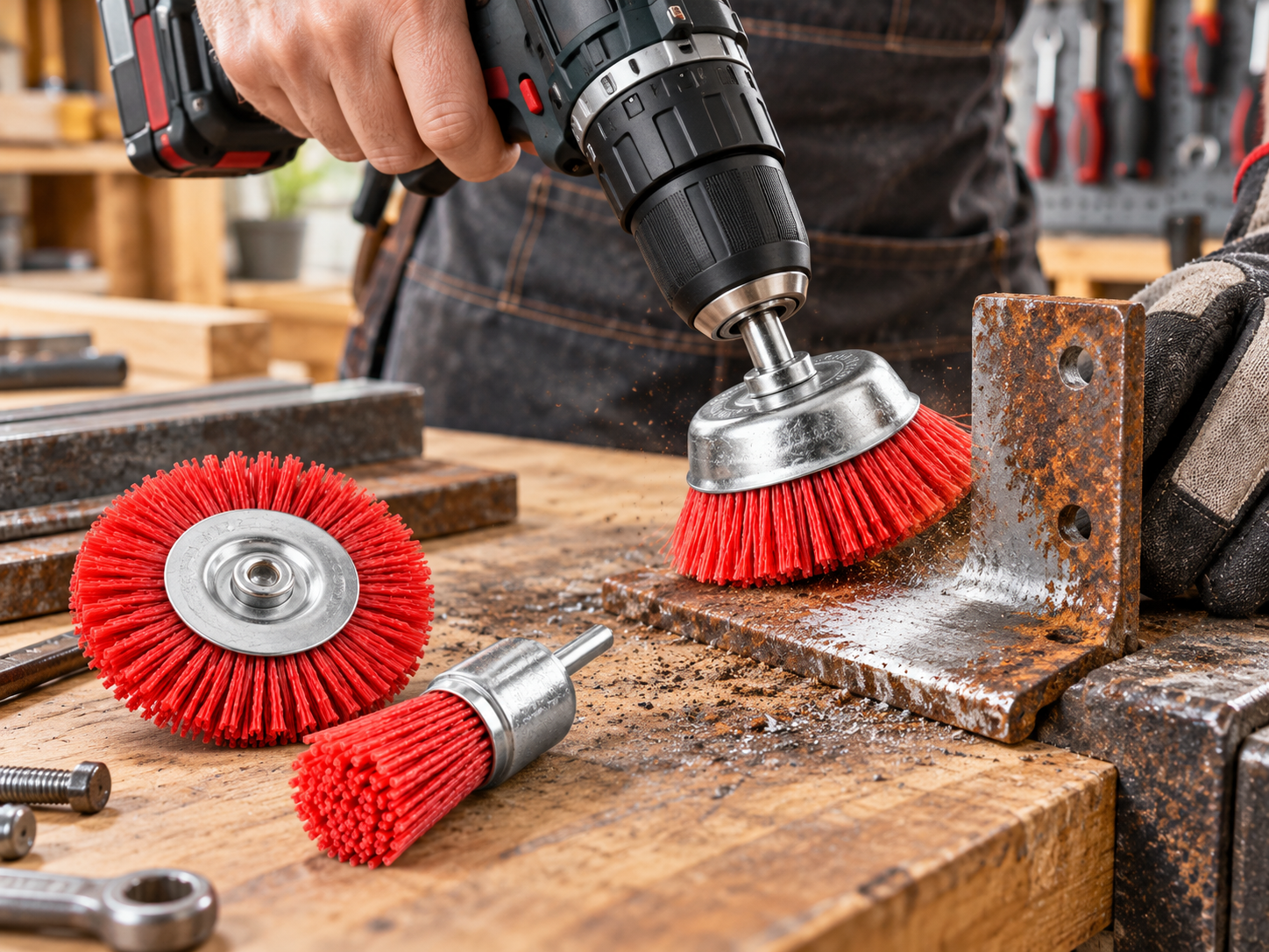 Nylon-Schleifbürsten-Set 3-teilig für Bohrmaschine, 6 mm Schaft