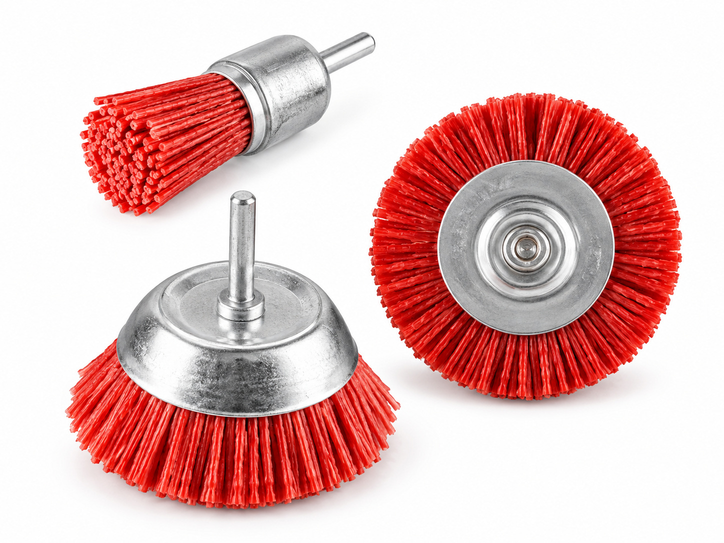 Nylon-Schleifbürsten-Set 3-teilig für Bohrmaschine, 6 mm Schaft