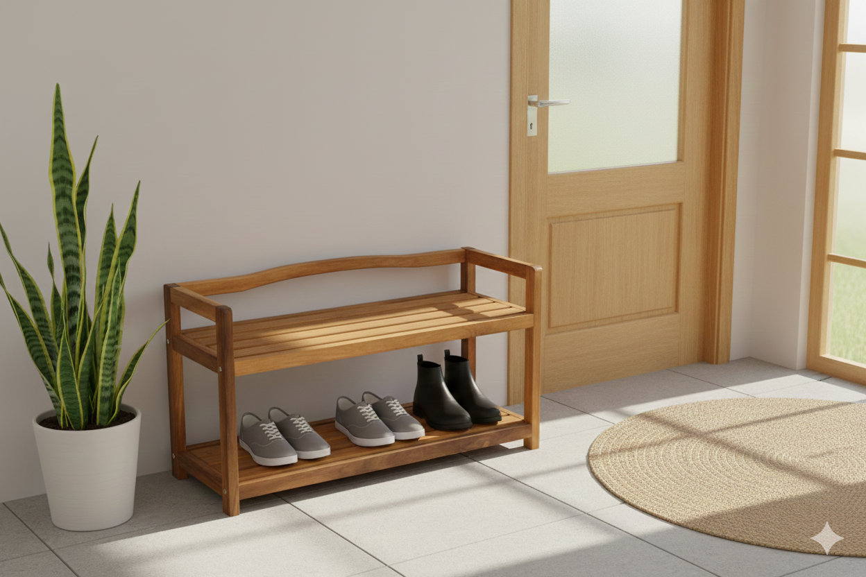 Pretige Home Schuhregal Akazie 2 Etagen  74 x 26 x 42 cm Braun