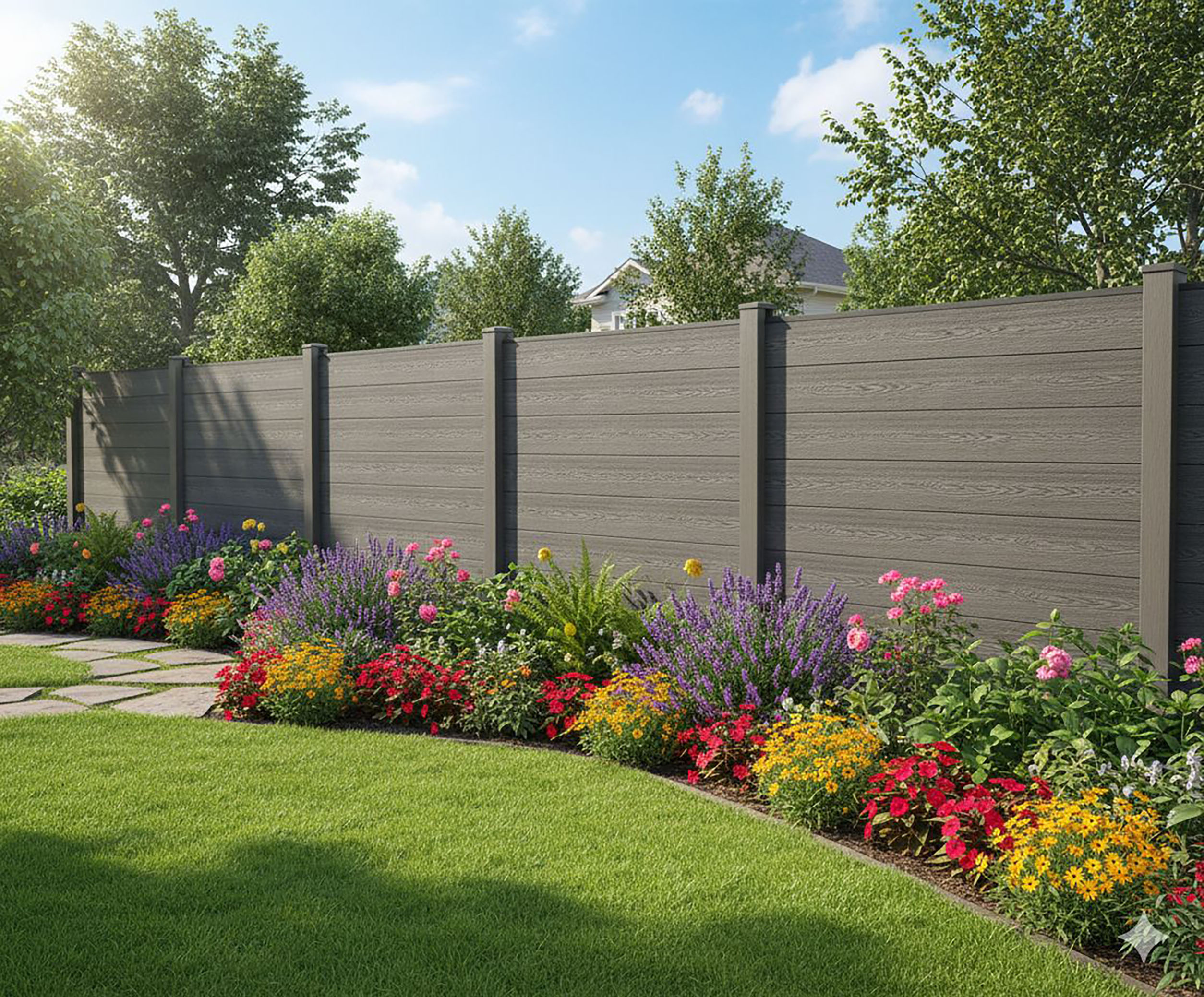 GreenYard WPC Sichtschutzzaun CORTEZA 2x Zaunelement + 3x Pfosten - 3,5m