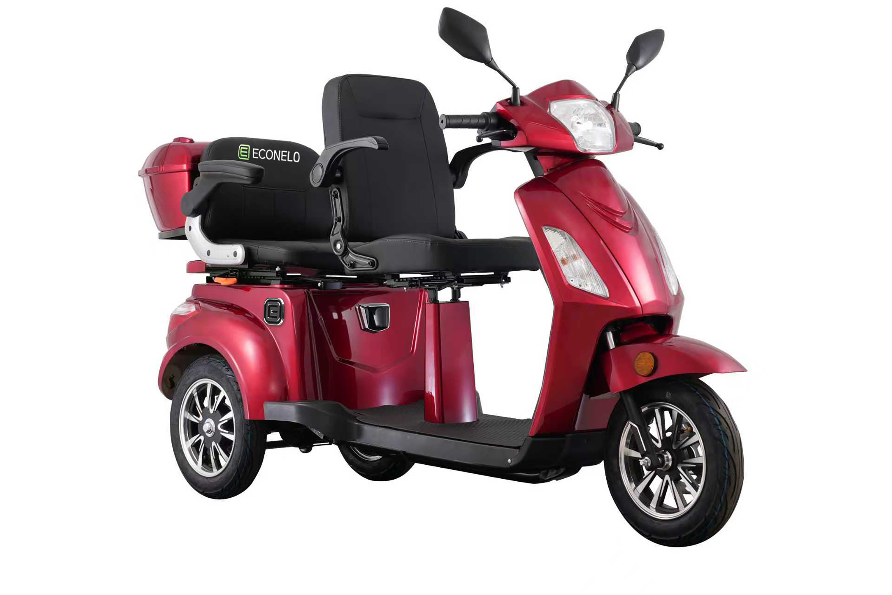 E-Seniorenmobil DOLLY 2.0, Lithium-Akku, 3-Rad, 1000 Watt, 2-Sitzer, Rot