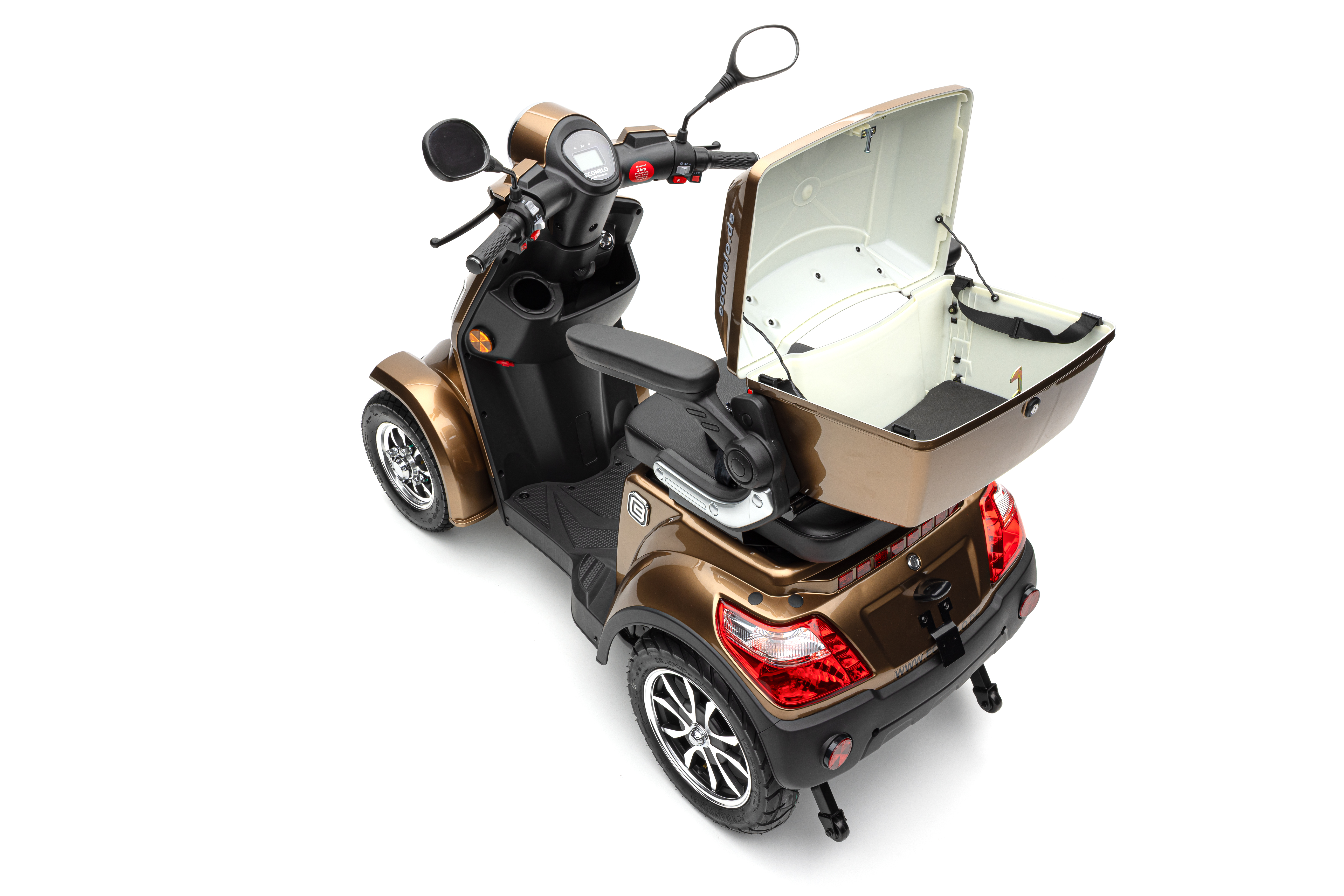 ECONELO Voltrixx E-Seniorenmobil 4-Rad 1000 W mit Blei-Akku, braun ...